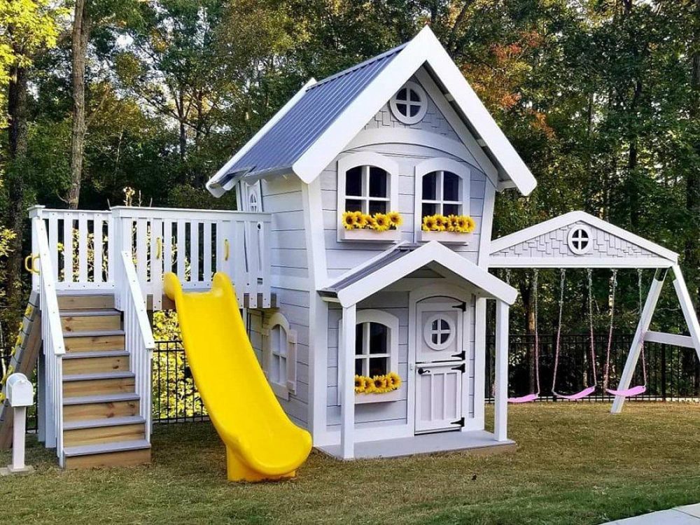 Детский деревянный двухэтажный домик ДД-3